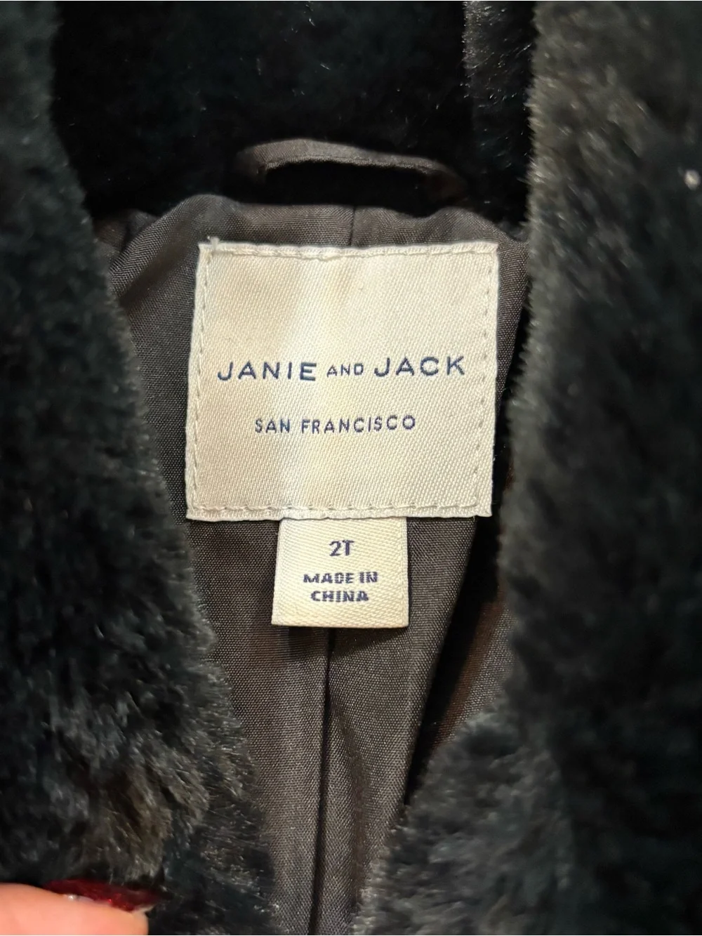 Jamie and Jack Girls Black Faux Fur Trim Coat Size 2T
